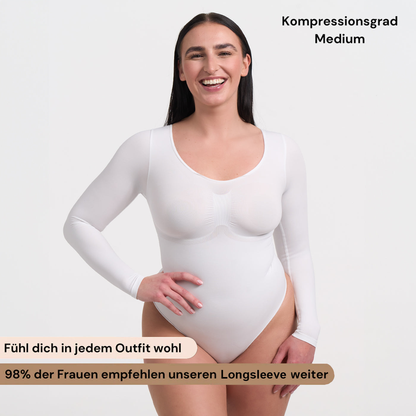 Body Sculpting Shapewear manga larga con cordón
