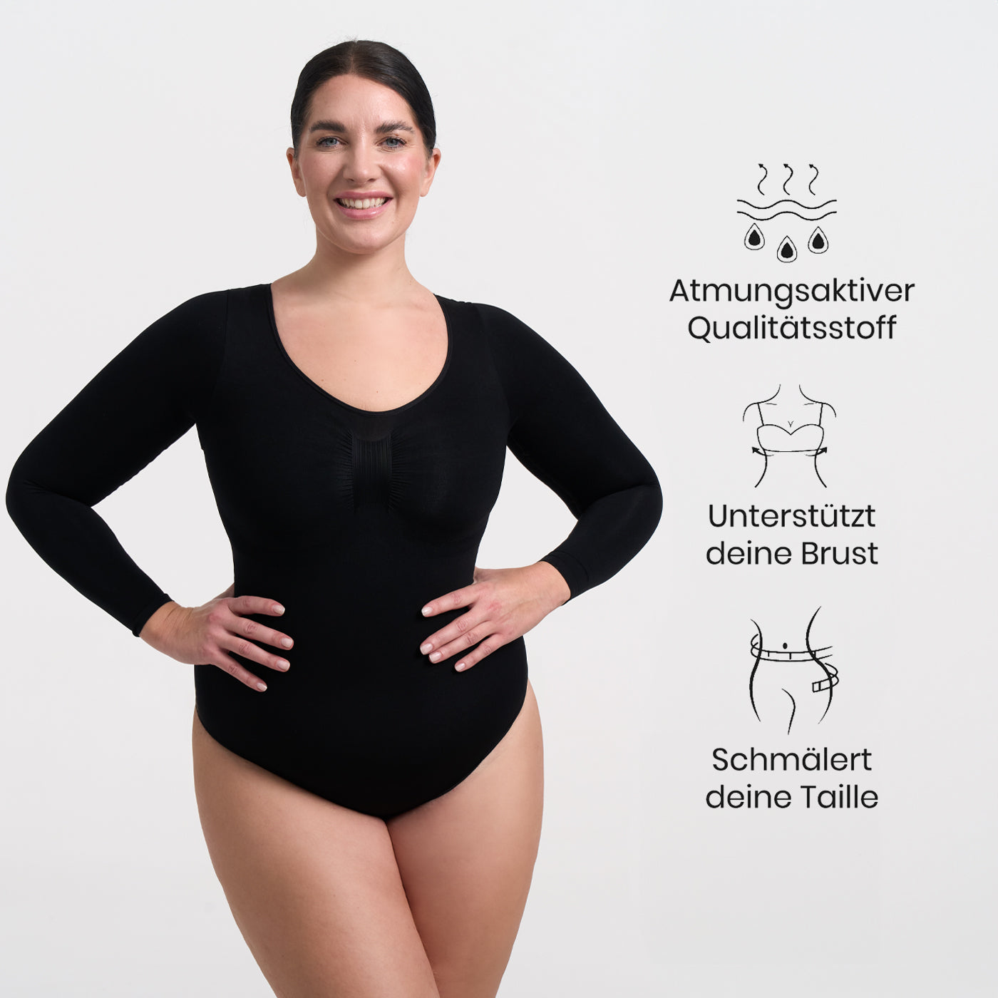 Body Sculpting Shapewear manga larga con cordón