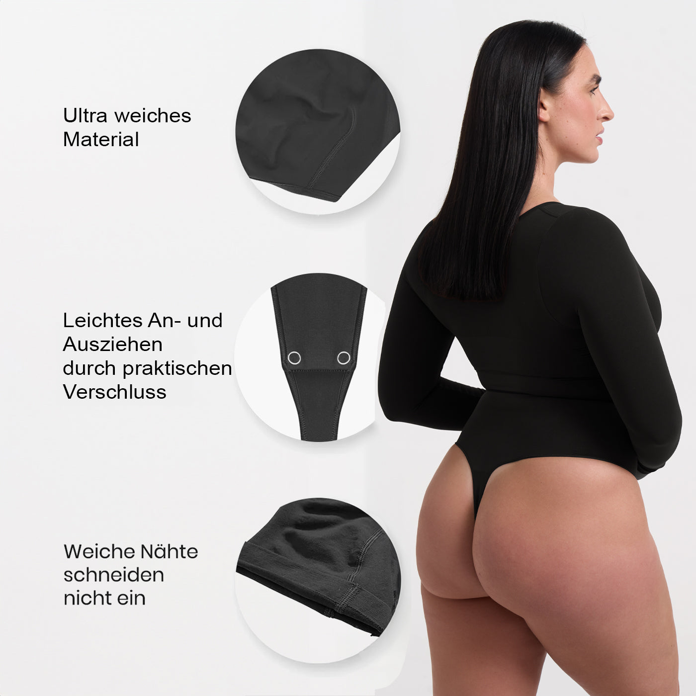 Body Sculpting Shapewear manga larga con cordón